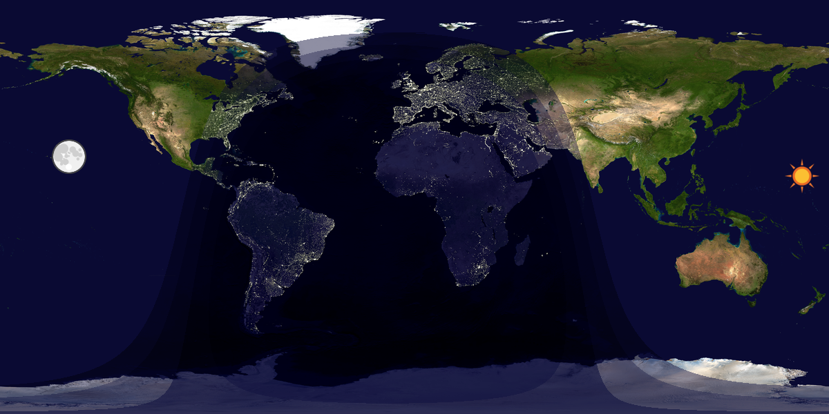 Verdenskart som viser dag og natt 