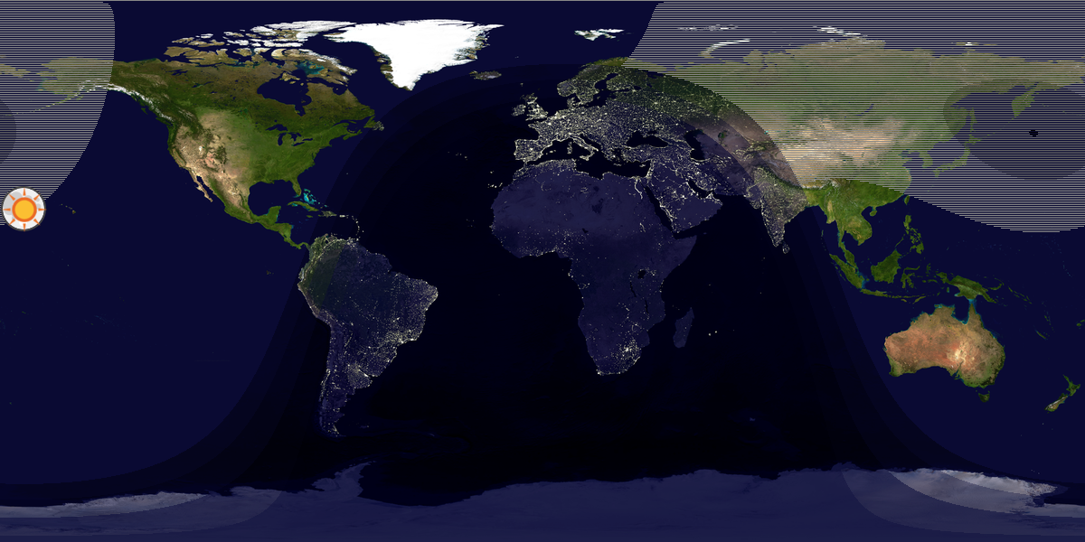 Verdenskart som viser dag og natt 