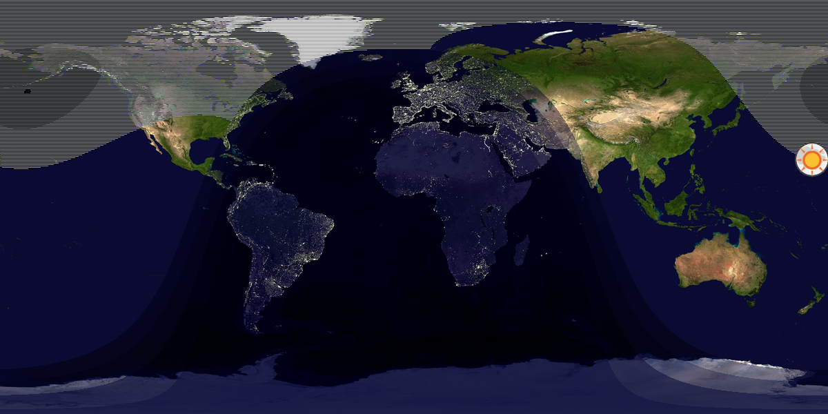 Verdenskart som viser dag og natt 
