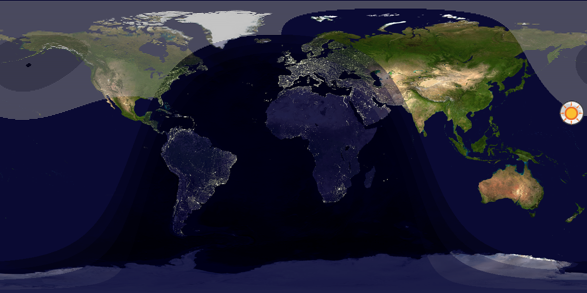 Verdenskart som viser dag og natt 