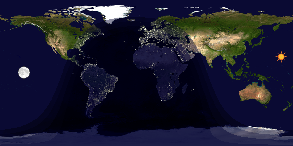 Verdenskart som viser dag og natt 