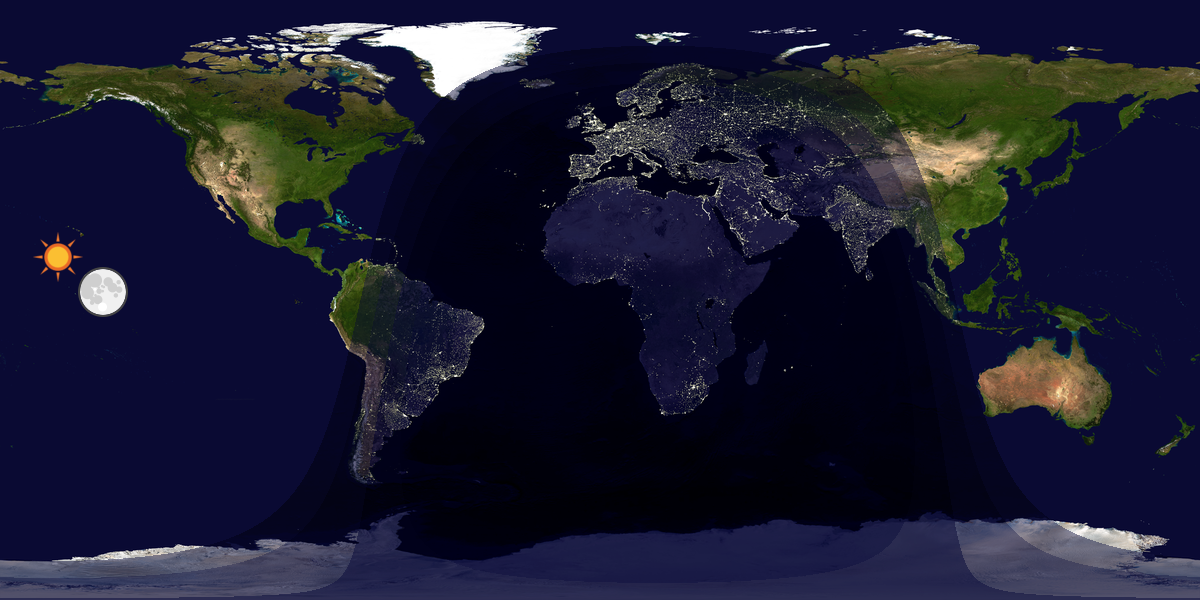 Verdenskart som viser dag og natt 