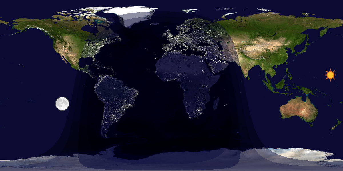 Verdenskart som viser dag og natt 