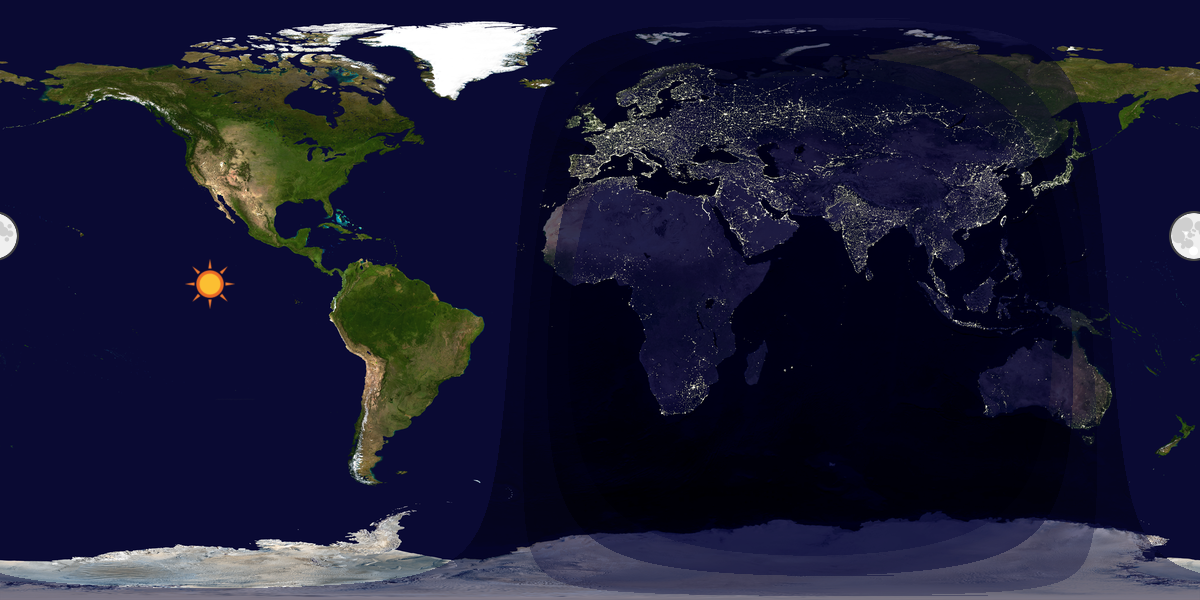 Verdenskart som viser dag og natt 
