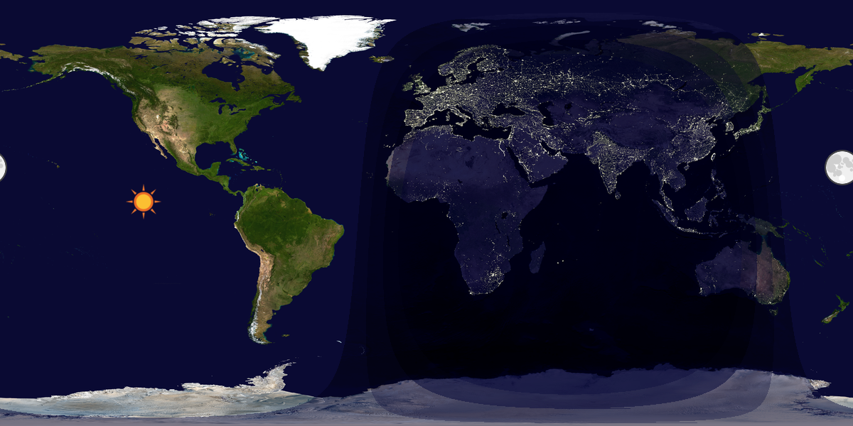 Verdenskart som viser dag og natt 