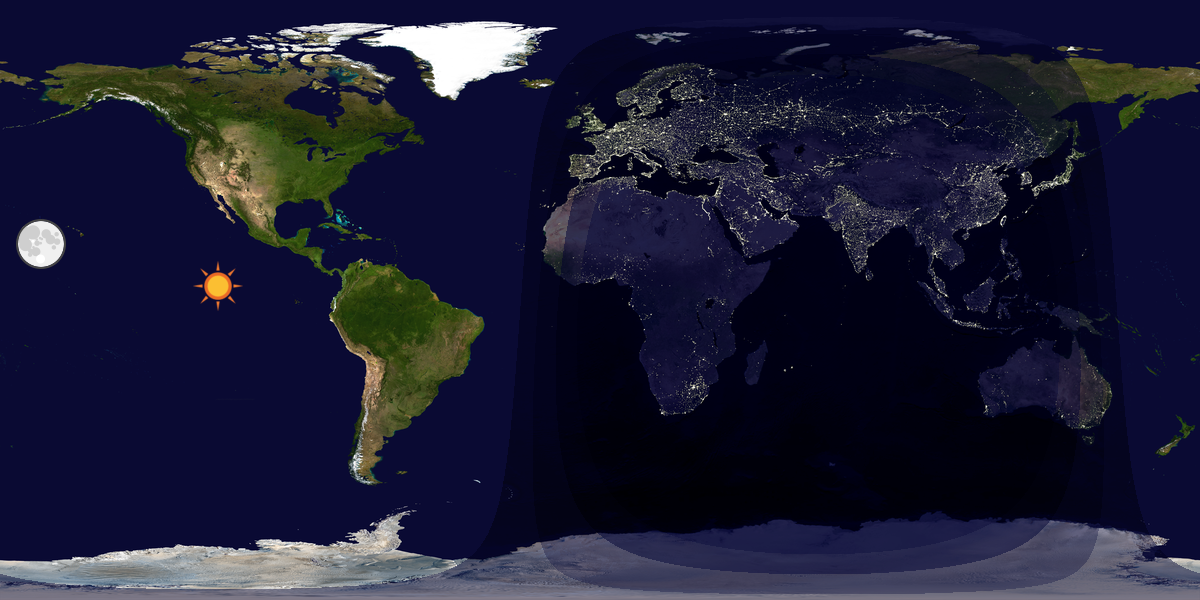 Verdenskart som viser dag og natt 