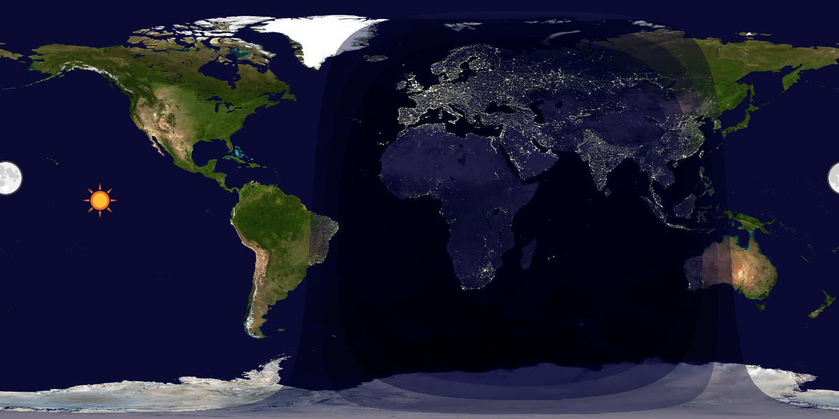 Verdenskart som viser dag og natt 