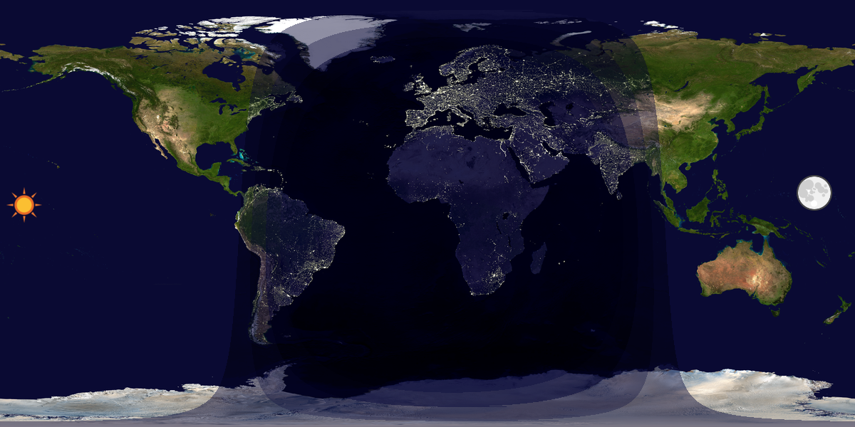 Verdenskart som viser dag og natt 