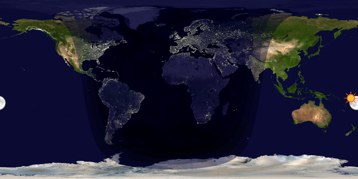 Verdenskart som viser dag og natt 