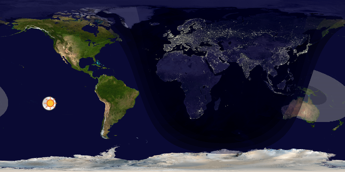 Verdenskart som viser dag og natt 