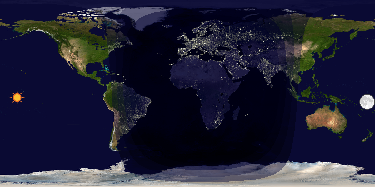 Verdenskart som viser dag og natt 