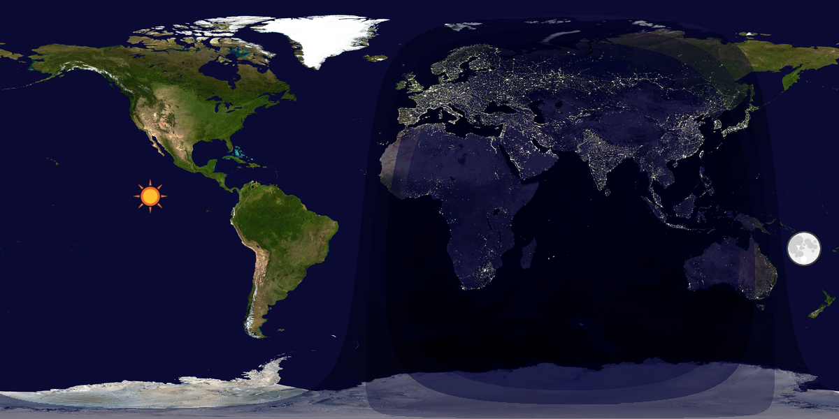 Verdenskart som viser dag og natt 