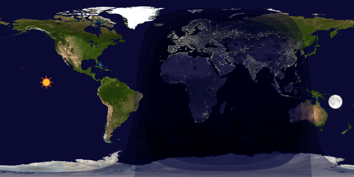 Verdenskart som viser dag og natt 