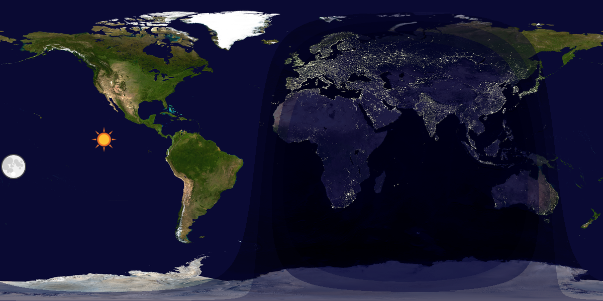 Verdenskart som viser dag og natt 