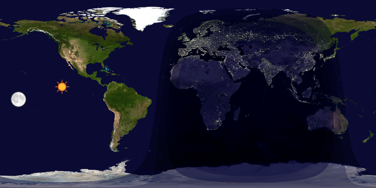 Verdenskart som viser dag og natt 