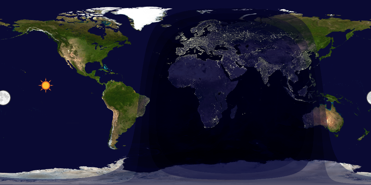 Verdenskart som viser dag og natt 