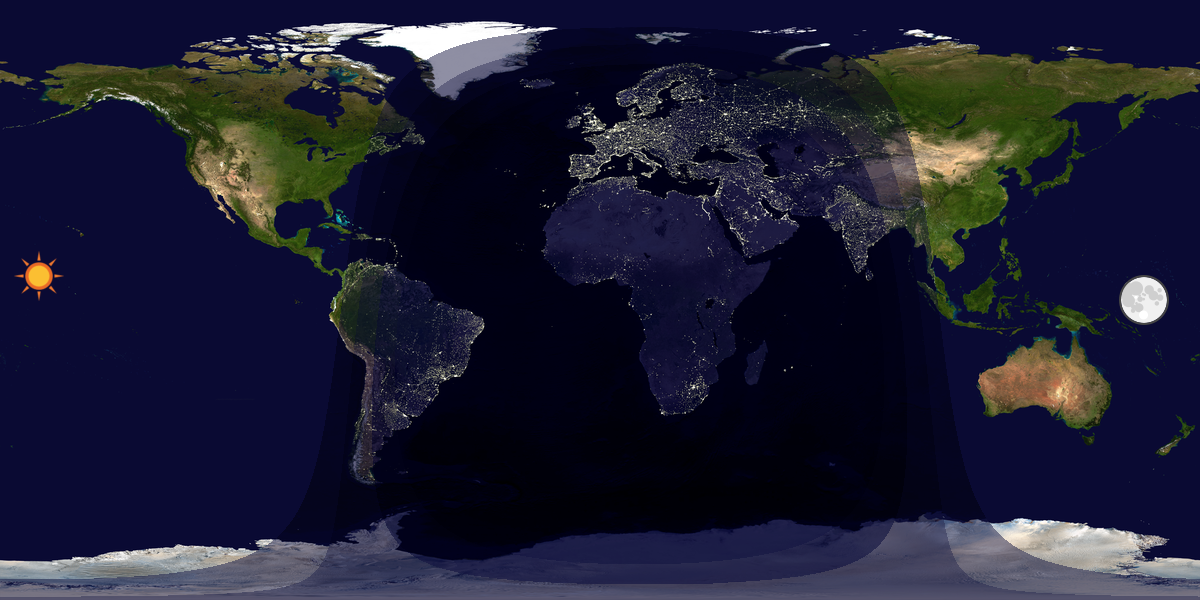 Verdenskart som viser dag og natt 