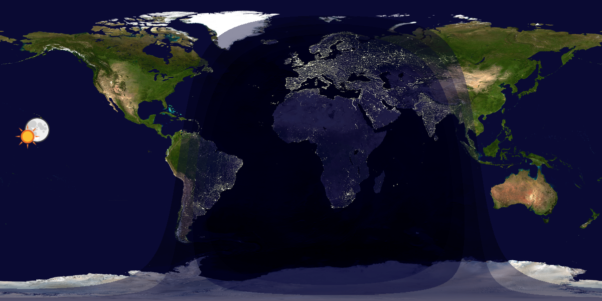 Verdenskart som viser dag og natt 
