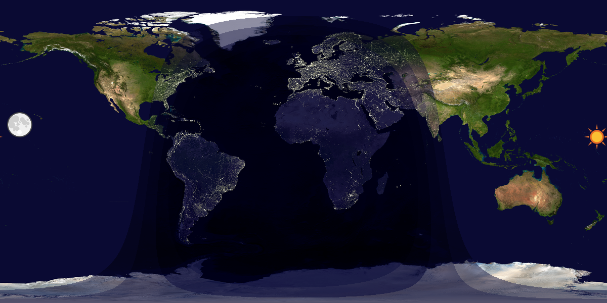 Verdenskart som viser dag og natt 