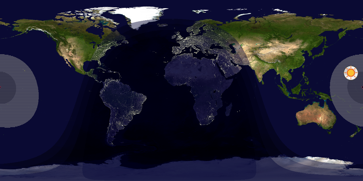 Verdenskart som viser dag og natt 