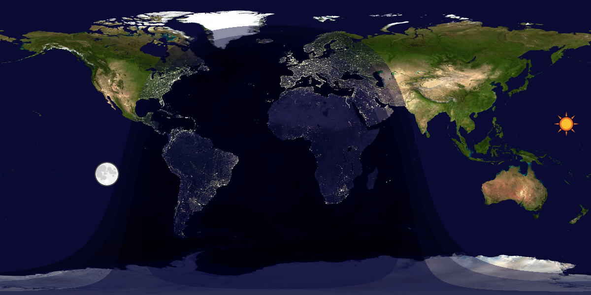 Verdenskart som viser dag og natt 