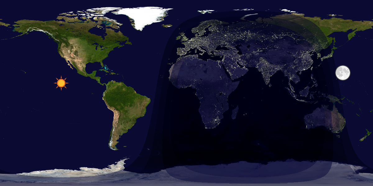 Verdenskart som viser dag og natt 