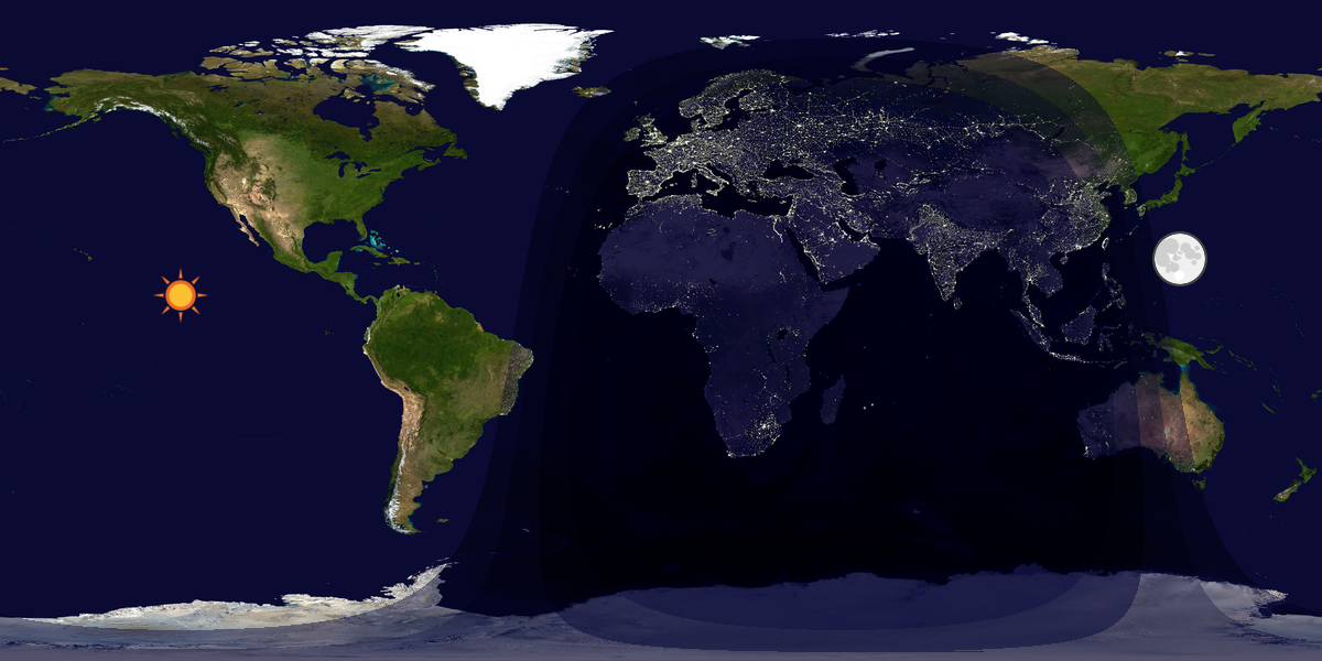 Verdenskart som viser dag og natt 