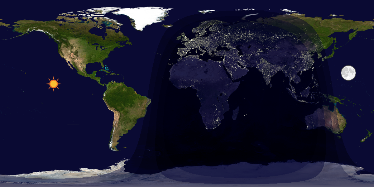 Verdenskart som viser dag og natt 