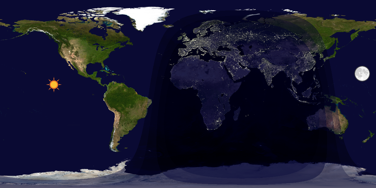 Verdenskart som viser dag og natt 