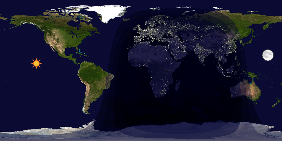 Verdenskart som viser dag og natt 