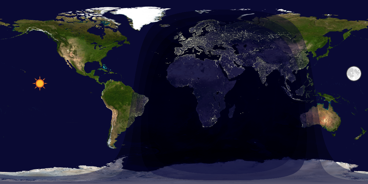 Verdenskart som viser dag og natt 