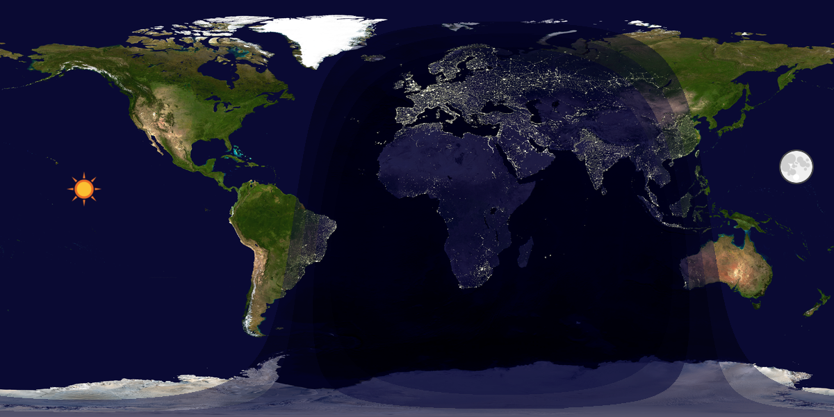 Verdenskart som viser dag og natt 