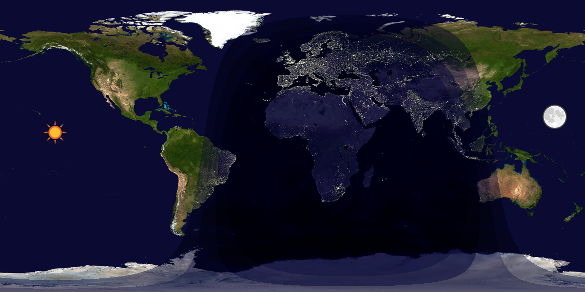 Verdenskart som viser dag og natt 