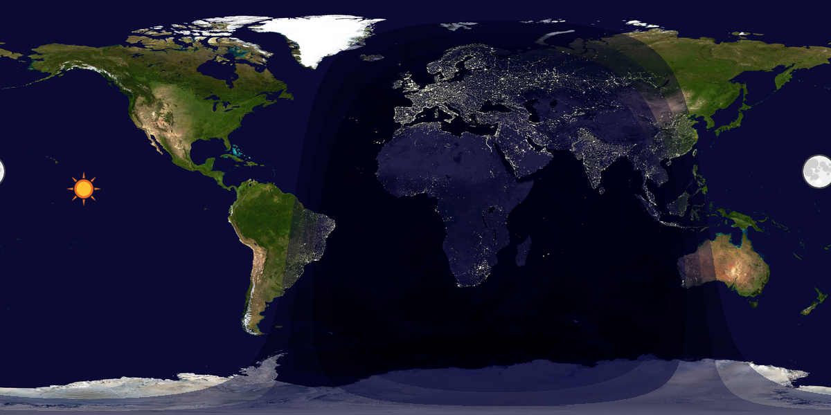 Verdenskart som viser dag og natt 