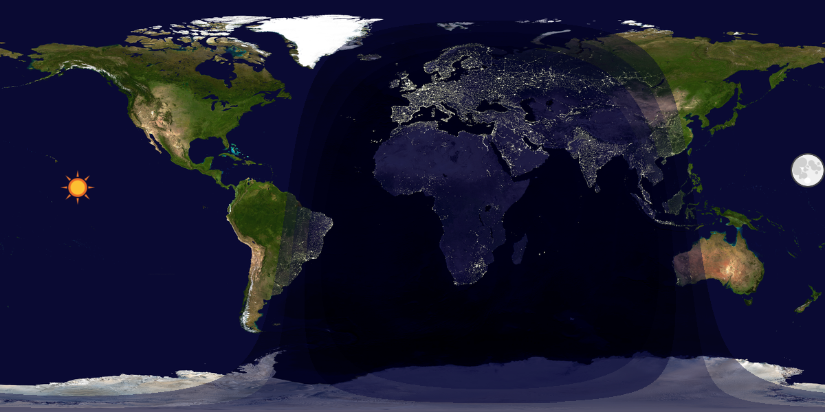 Verdenskart som viser dag og natt 