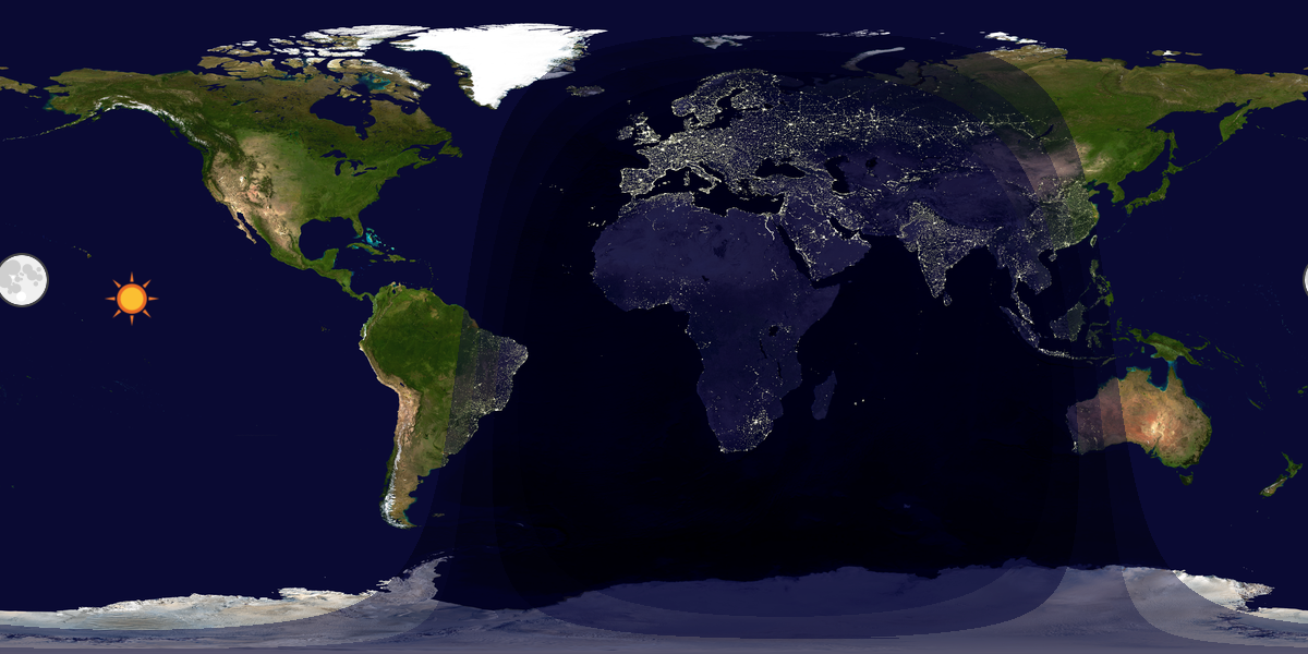 Verdenskart som viser dag og natt 