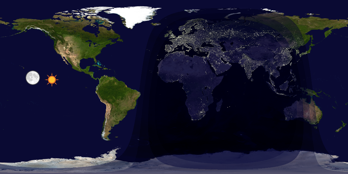 Verdenskart som viser dag og natt 