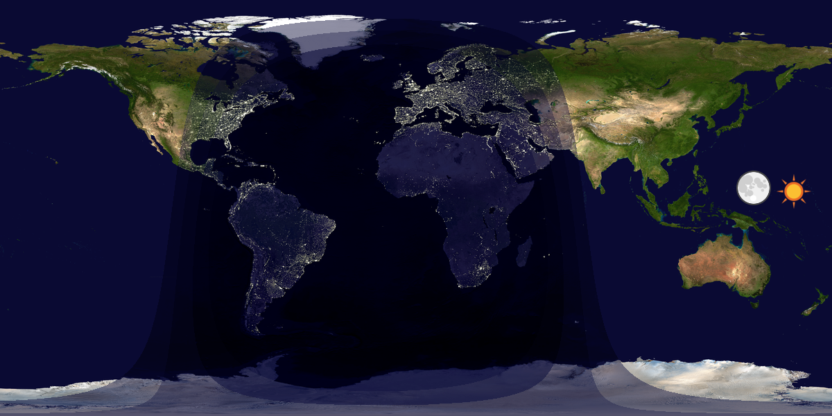 Verdenskart som viser dag og natt 