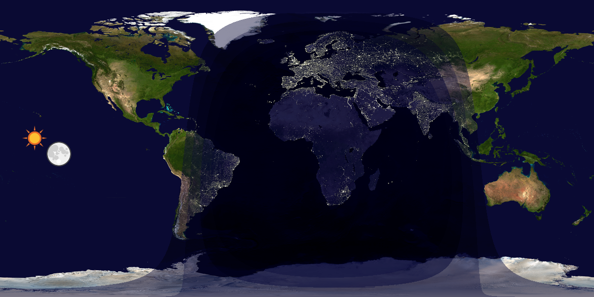 Verdenskart som viser dag og natt 