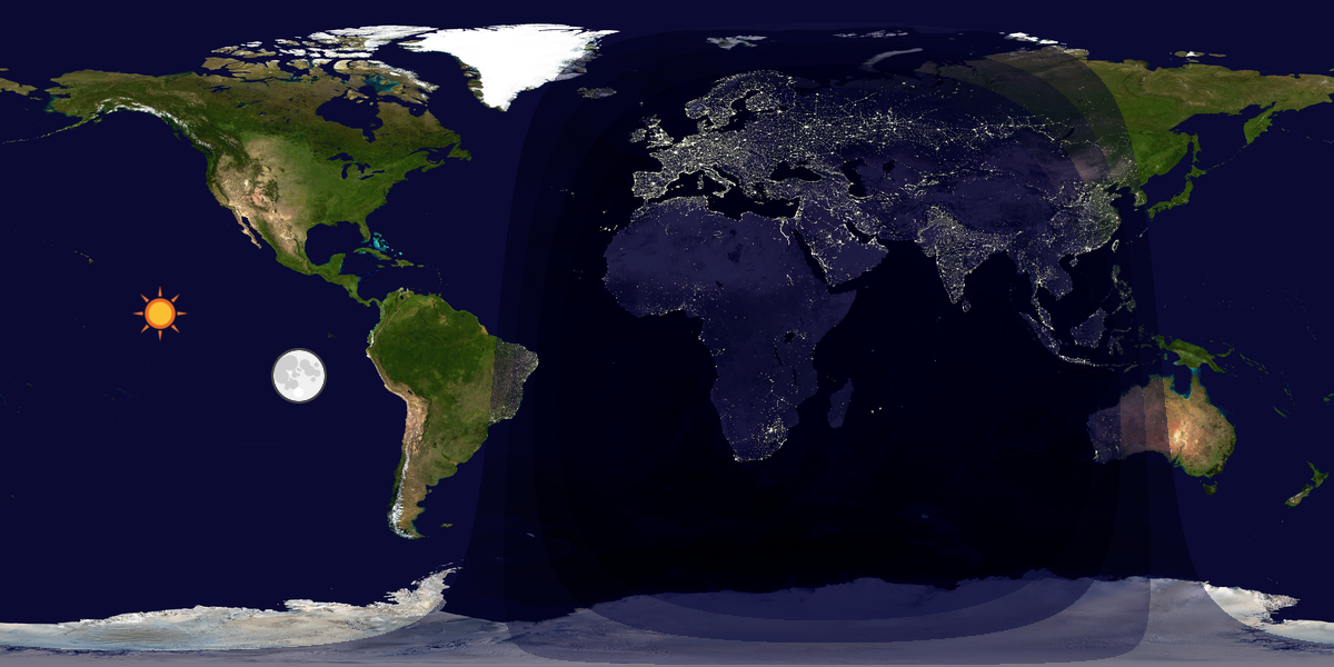 Verdenskart som viser dag og natt 
