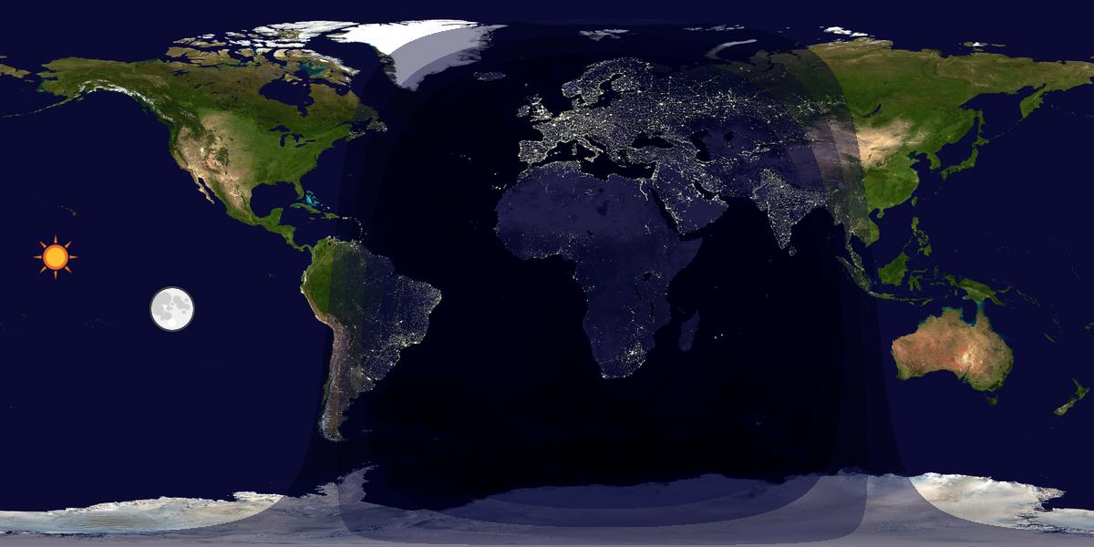 Verdenskart som viser dag og natt 