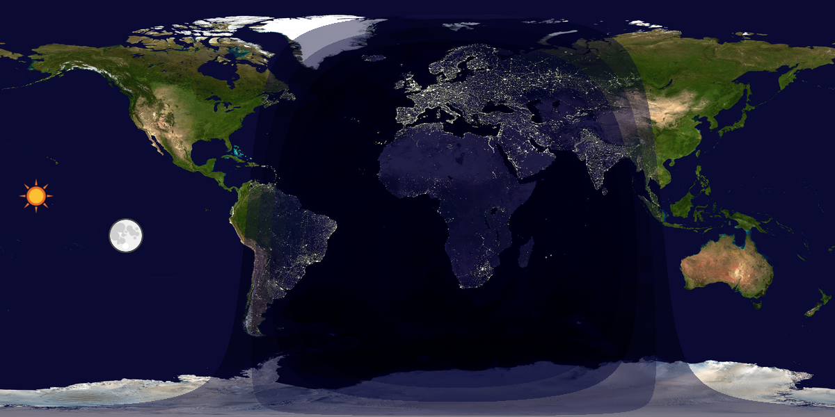 Verdenskart som viser dag og natt 