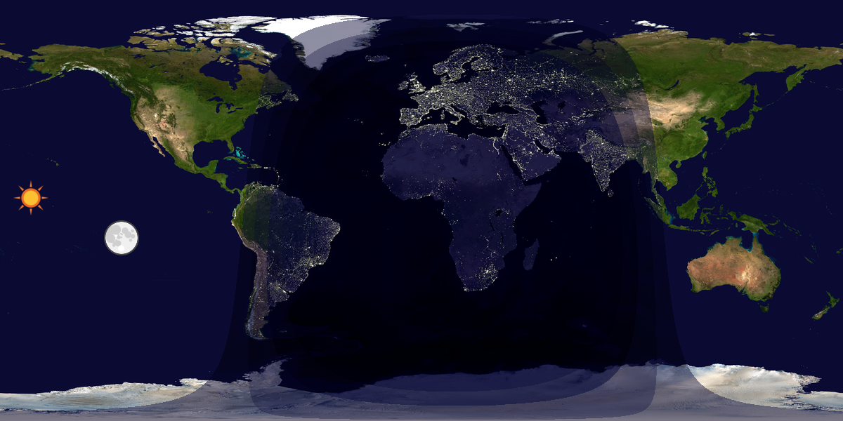 Verdenskart som viser dag og natt 