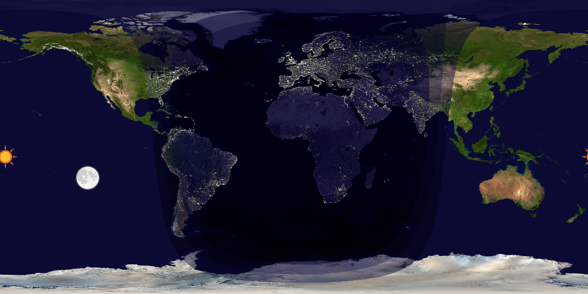 Verdenskart som viser dag og natt 
