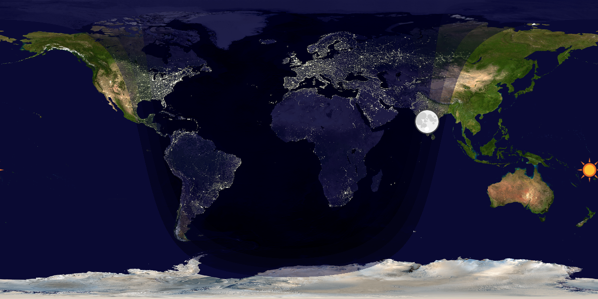 Verdenskart som viser dag og natt 