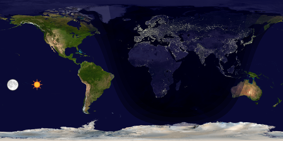 Verdenskart som viser dag og natt 