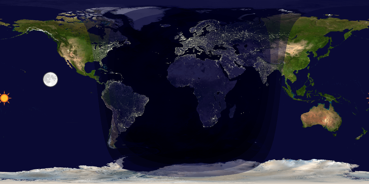 Verdenskart som viser dag og natt 