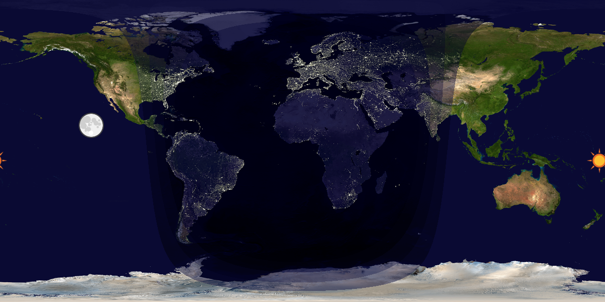 Verdenskart som viser dag og natt 