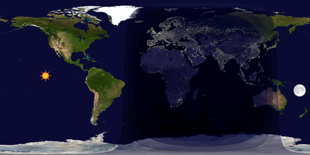 Verdenskart som viser dag og natt 