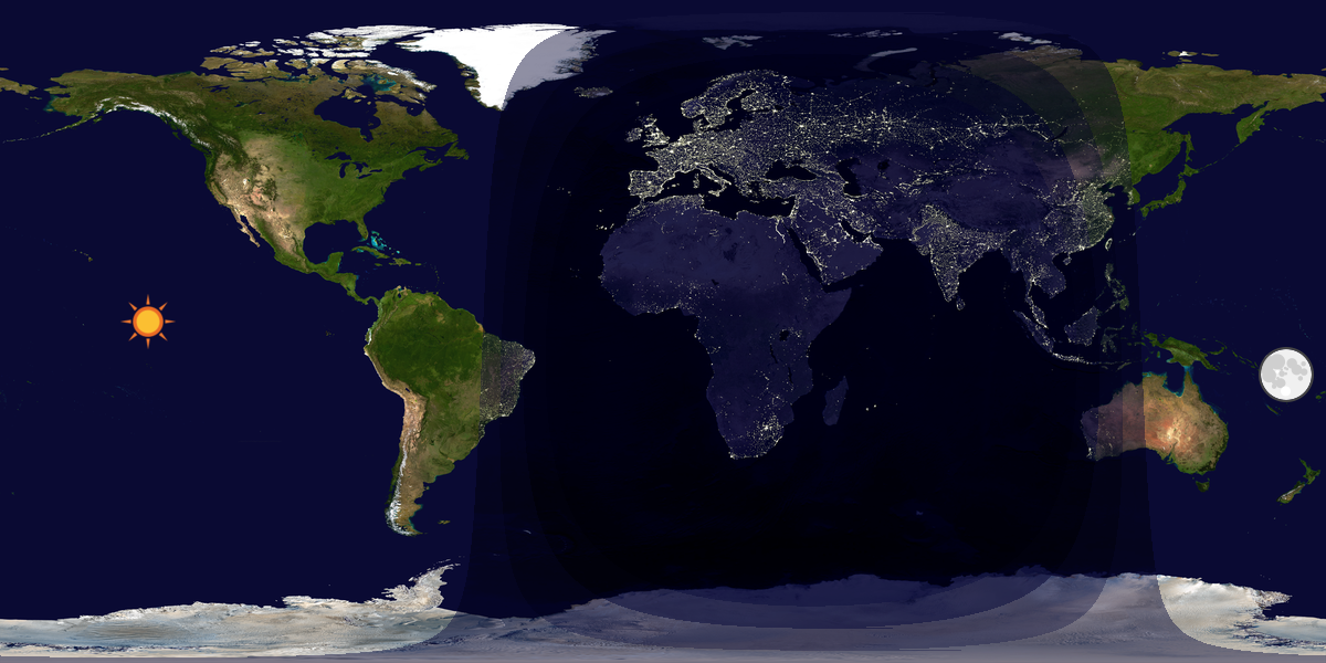 Verdenskart som viser dag og natt 